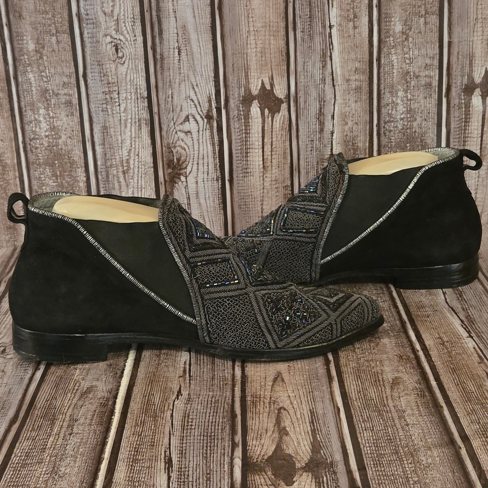 Sz 39/ 8.5 Meher Kakalia Black Suede Beaded Embroidered Pointed Toe Ankle Boots‎ - Picture 4 of 6